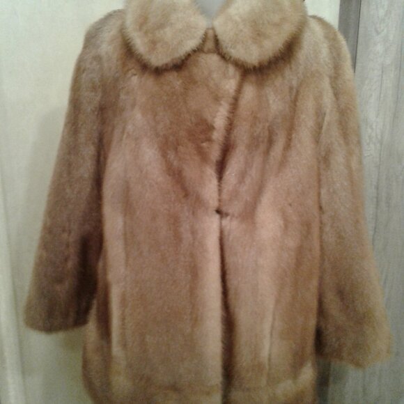 MINK COAT JACKET REAL GENUINE NATURAL BROWN TAN FUR M MEDIUM L LARGE MID-LENGTH - Picture 9 of 15